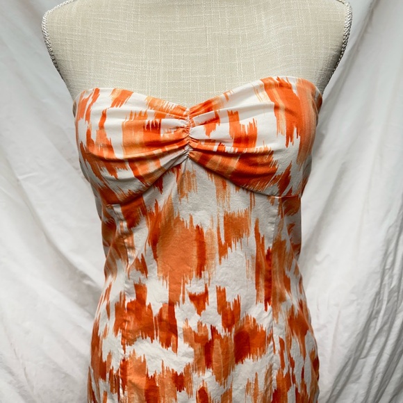 Cache Orange and White Strapless Mini Dress Size 6 - Picture 2 of 9
